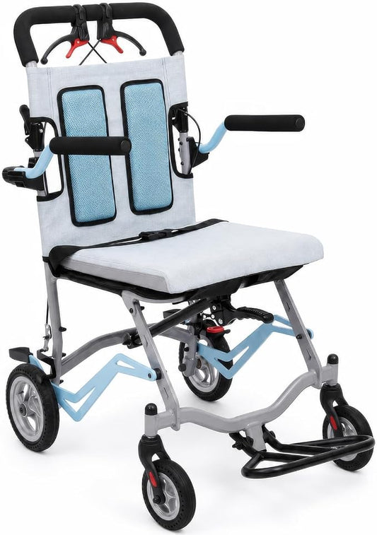 IDEALHOUSE Ultra Lightweight Folding Transport Wheelchair, 16” Seat, Flip-Up Armrests, Swing-Away Footrests, Portable & Compact for Travel, Caregiver-Friendly, 24.25 lbs