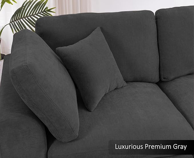 Oversized Modular Sectional Sofa Couch, Large 7 Seater Corner Sofa Modern U Shaped Sectional Couch with Ottoman Cloud Couches for Living Room, Office, Spacious Space, Dark Gray