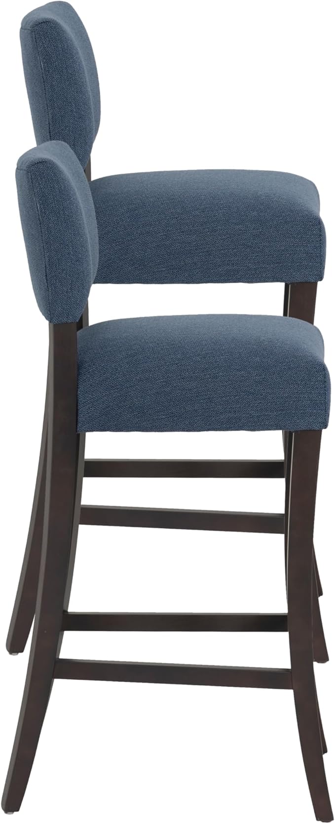 Linon Boone Blue and Brown Fully Assembled 30 Inch Seat Height Barstool Set of 2 with Extra Padded Seat