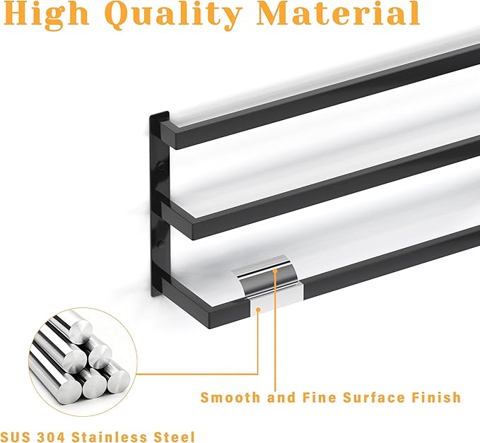 SEIDO 36 Inch 3-Tier Towel Rack, Heavy Duty Square Ladder Design Towel Bar Wall Mounted, Matte Black 304 Stainless Steel Rustproof Towel Holder for Bathroom, Kitchen, Laundry