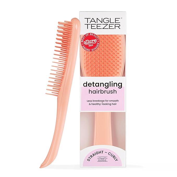 Tangle Teezer Ultimate Detangler Brush for Wet & Dry Hair, Eliminates Knots & Reduces Breakage for Straight to Wavy Hair Types, Amazon Exclusive Apricot (タングルティーザーアルティメットディタングラーブラシ ウェット&ドライヘア用、ストレートからウェーブヘアまで、もつれをなくし切れ毛を軽減、Amazon限定アプリコット)