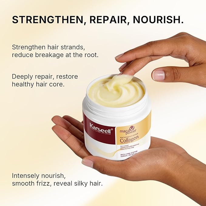 Karseellコラーゲンヘアトリートメント ディープリペアコンディショニングアルガンオイルコラーゲンヘアマスクエッセンス 500ml 16.90oz 乾燥・ダメージヘア用 全髪質対応