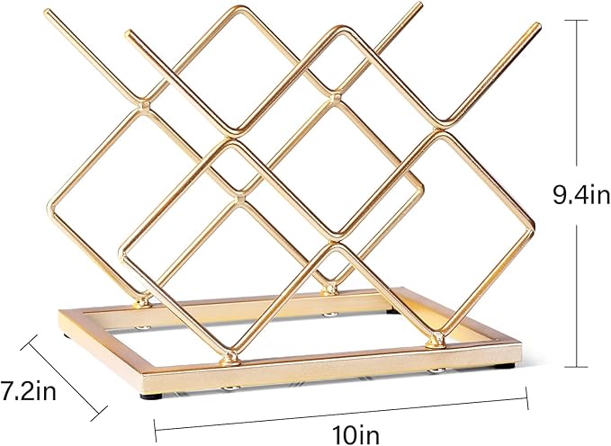 Countertop Wine Rack - 5 Bottle Freestanding Modern Gold Metal Small Wine Rack - Tabletop Wine Holder Stand for Cabinet, Pantry, Wine Bottle Storage…