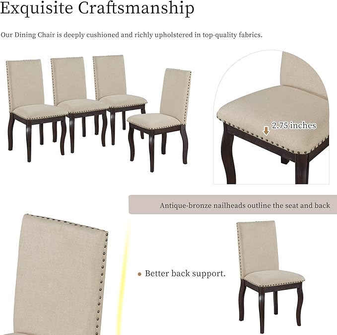 Harper & Bright Designs Farmhouse Extendable Round Dining Table Set, Round Wood Table with Shelf and Upholstered Chair Set Perfect for Family