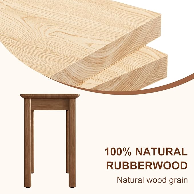 CycleCrew 39.4" Solid Wood Dining Bench with Removable Cushion - Mid-Century Modern Entryway Bench, Extra Height Upholstered Bench for Dining Table, End of Bed, Living Room