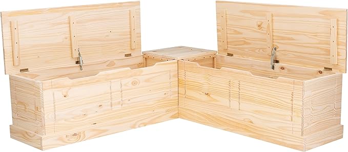 Linon Harris Unfinished Wood Backless Nook with Interior Storage