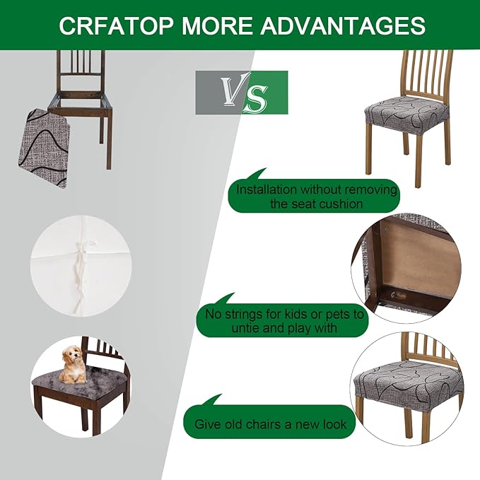 CRFATOP Printed Dining Room Chairs Seat Covers Set of 4 with Soft Bench Chair Cover Stretch Kitchen Chair Slipcover Washable Seat Cushion Slipcover Protector for Hotel Ceremony Banquet Wedding, 10