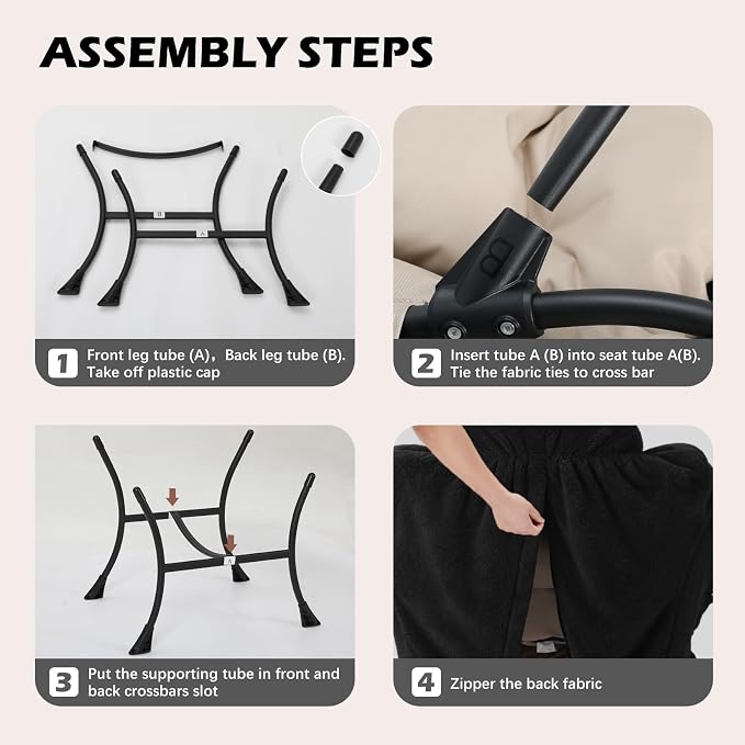 Lazy Chair with Folding Ottoman,Leisure Sofa Chair,Soft Fabric Armchair with Armrests and Side Pockets, Reading Chair with Footrest for Living Room, Bedroom, Office (Plush Black)