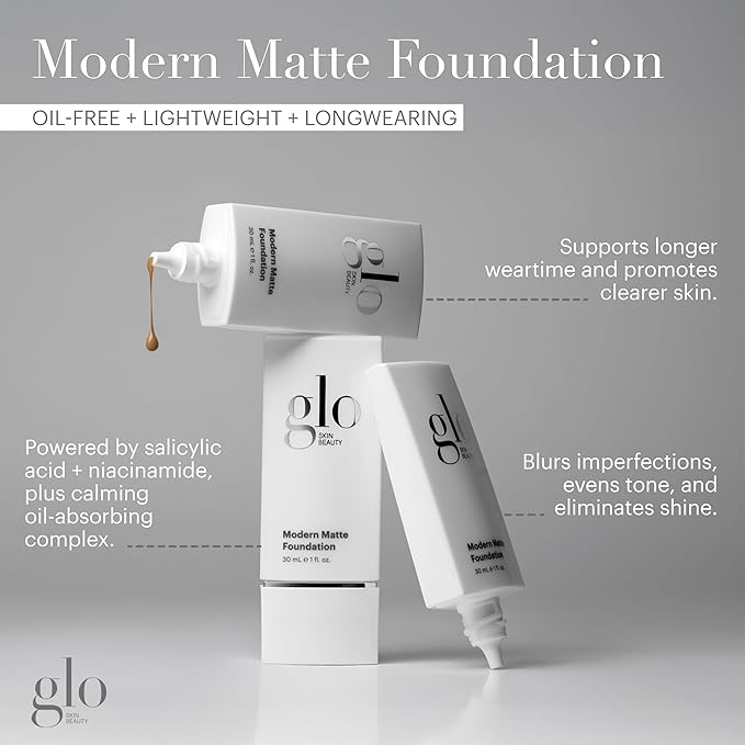 Glo Skin Beauty Modern Matte Foundation, 8N (30 mL) - Oil-free, Buildable Medium-to-Full Coverage, Powered by Salicylic Acid and Niacinamide