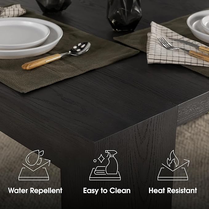 Transformer Table - Solid Wood Extendable Dining Table, Seats 2-12, Expandable Dining Room Table, Space-Saving Furniture, Kitchen and Dining Room Furniture (Black, Table + Bench + Coffee Table)