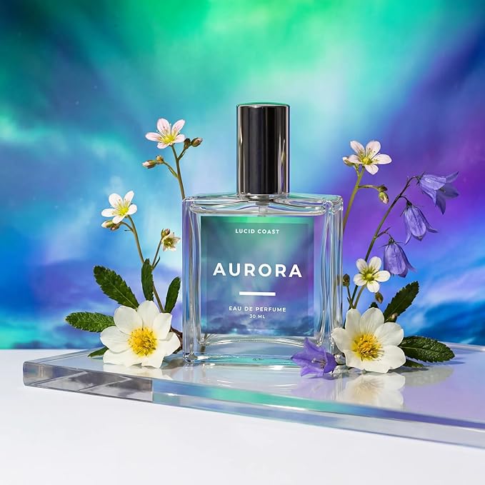 Lucid Coast Aurora Extrait de Parfum - 1.1oz / 30ml - Inspired by Laila The Essence of Norway - Fresh, AIry and Clean Mountain Scent - Notes of Watermelon & Wildflowers - Vegan Perfume Made in the USA