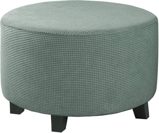 H.VERSAILTEX Ottoman Cover Stretch Ottoman Slipcover Round Ottoman Storage Cover Folding Stool Covers Furniture Protector Cover for Footrest Ottoman Fit Dia 20" - 23", Sage