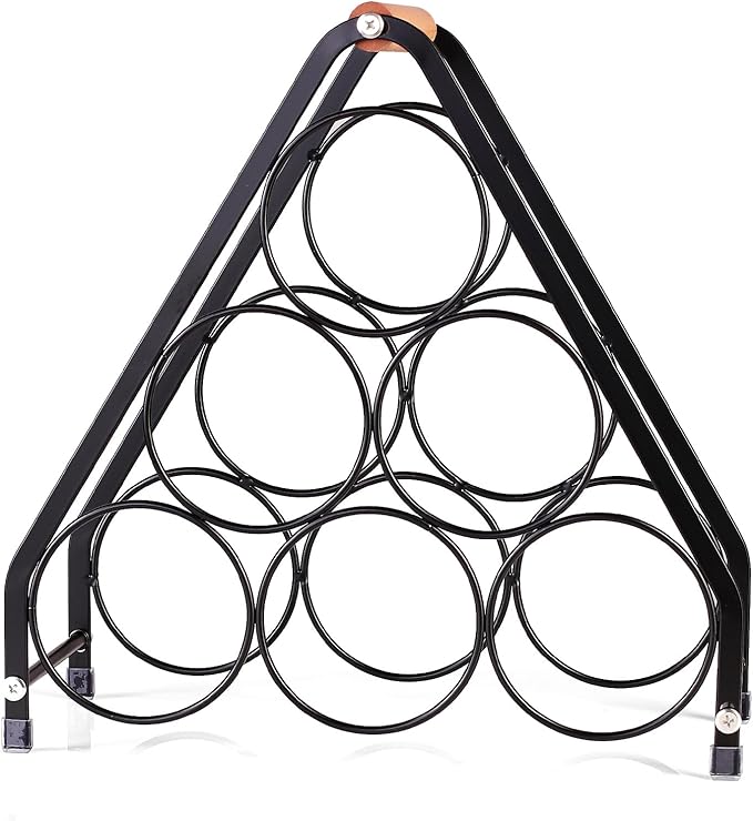 Countertop Wine Rack - 6 Bottle Freestanding Modern Gold Metal Small Wine Rack - 3 Tier Tabletop Wine Holder Stand for Cabinet, Pantry, Wine Bottle Storage