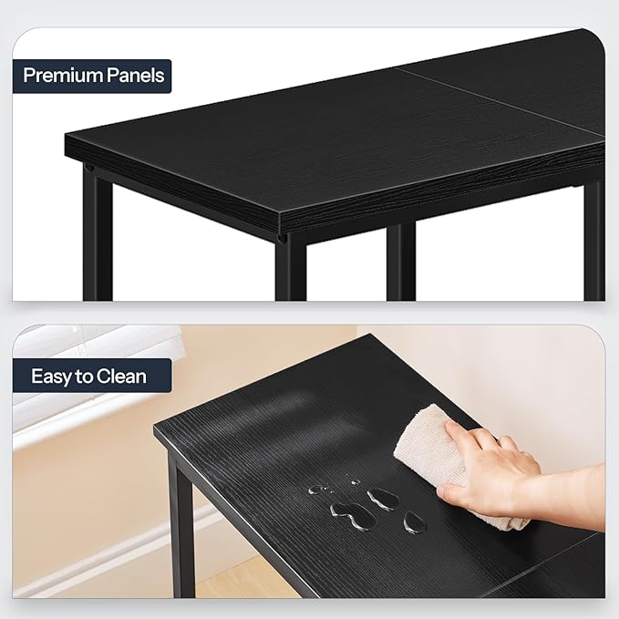 HOOBRO Dining Bench, 47.2 Inch Dining Table Bench, Industrial Style Kitchen Bench, Steel Frame, Easy to Assemble, for Kitchen, Dining Room, Black BB45CD01