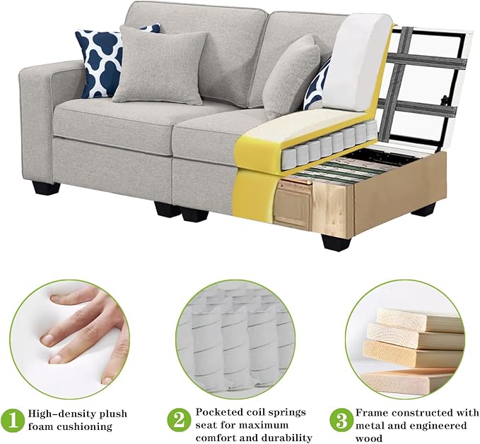 Legend Vansen Oversized Modular Sectional Sofa,U/L‑Shaped Reversible Couch with Ottoman,Deep Seat Plush Polyester Sofa for Living Room,9‑Seate,Light Grey