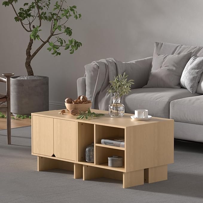 Lab Cosi TV Stand for TVs up to 100 Inch,4pcs Modular TV Hutch with Adjustable Shelf,Entertainment Center with Cabinets,Media Console for Living Room,Dining Room,Bedroom, Natural
