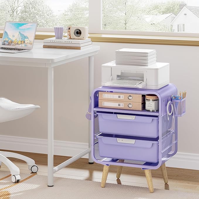 SYKIARIOL Kids Nightstand,Girls Bedside Table,Night Side Table,Kids Night Stand,End Tables Bedroom,Purple Cute Nightstand with Storage Drawer for Girls