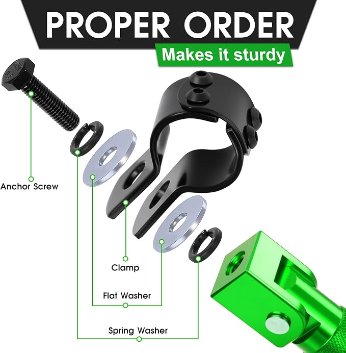 90 Degree Foldable Footpegs M8 Motorcycle Foot Pegs CNC Anti-Skid Footrest Passenger Pedal for Motorbike Mini Bike Dirt Pit Bike (Green)