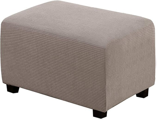 H.VERSAILTEX Ottoman Cover Slipcover Rectangle Fit Length 29"-34" Footrest Sofa Slipcovers Stool Cover Footstool Protector Covers Feature Stretch Thick Soft Jacquard Fabric Removable Washable - Taupe