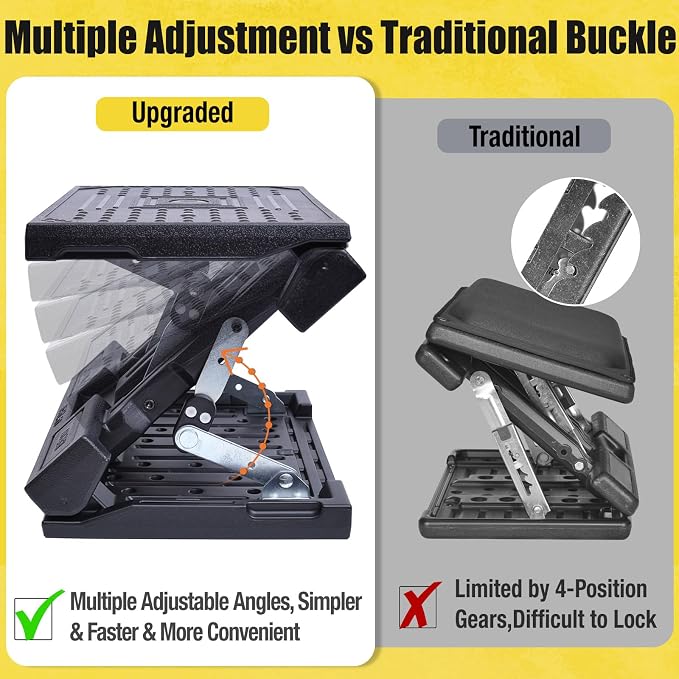 Foot Rest for Under Desk at Work Ergonomic Footrest with Adjustable Height and Angle, Foldable Foot Stool with Removable Pad Massage Beads for Office Gaming Chair Gray
