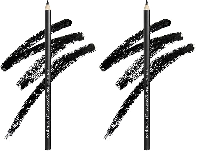 wet n wild カラーアイコン コールアイライナーペンシル – 豊かな高発色、なめらかなクリーミーな使い心地、長時間持続するマットな仕上がり、多用途、クルエルティフリー – Baby's Got Black, (2個パック)