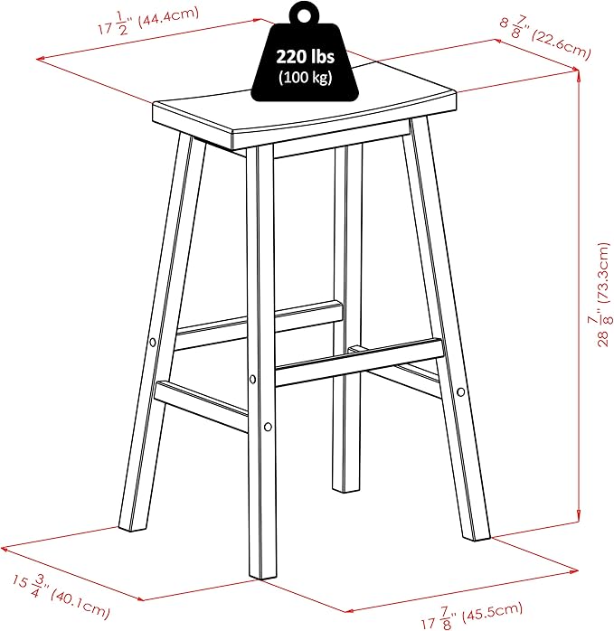 Winsome Satori Saddle Seat Counter Stool, 29" in Black, Classic Backless Bar Chairs for Kitchen & Dining Room Seating, Timeless Essential Furniture for Home, Dorm, Apartments