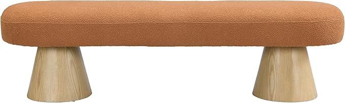 Christopher Knight Home Manila 64" Oval Dining Bench, Boucle Ottoman Bench, Large Dining Chair, Entryway Bench, Comfort Long Footstool for Living Room Dining Room, No Assembly Needed, Orange