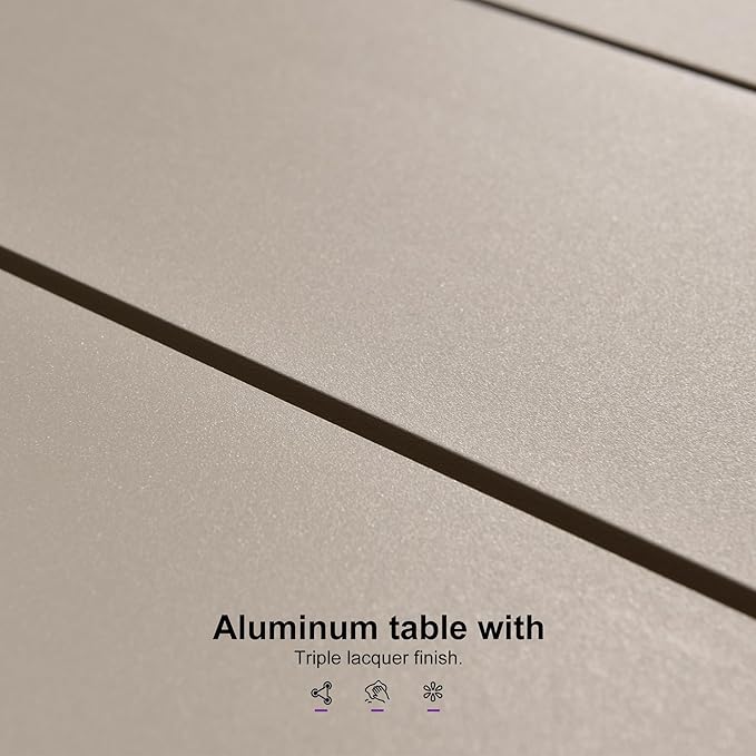 PURPLE LEAF Outdoor Dining Set for 8 All-Weather 9 Pieces Patio Aluminium Dining Table and Rope Weave Chairs Included Cushions for Backyard Deck Decor Kitchen Modern Patio Furniture Set Champagne