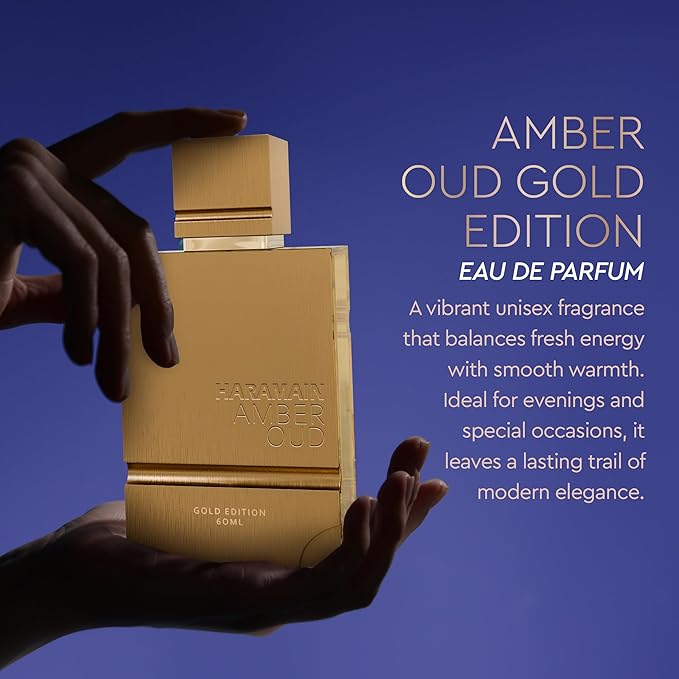 Al Haramain Amber Oud Gold Edition Eau De Parfum Spray 60ml + ATOMIZER – Unisex Perfume Arabian Perfumes for Women & Men – Long-Lasting Sweet Fragrance Arabic Cologne – Men & Women's Gift (2 oz.)