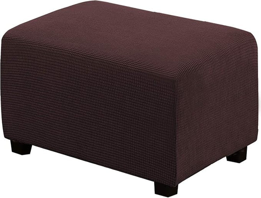 H.VERSAILTEX Ottoman Cover Slipcover Rectangle Fit Length 33'-38' Footrest Sofa Slipcovers Stool Cover Footstool Protector Covers Feature Stretch Thick Jacquard Fabric Removable Washable - Chocolate