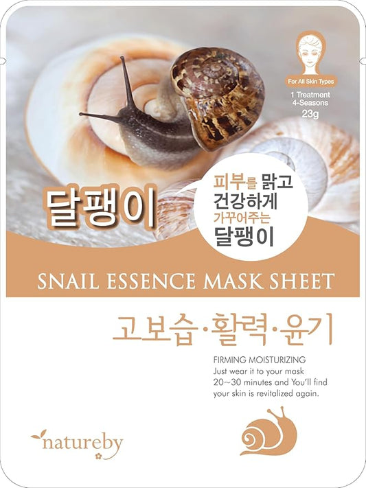 TNB Natureby Collagen Essence Korean Face Mask(10 sheets), Moisturizing Mask Sheet Pack, Korean Skin Care For All Skin Types. (Snail)