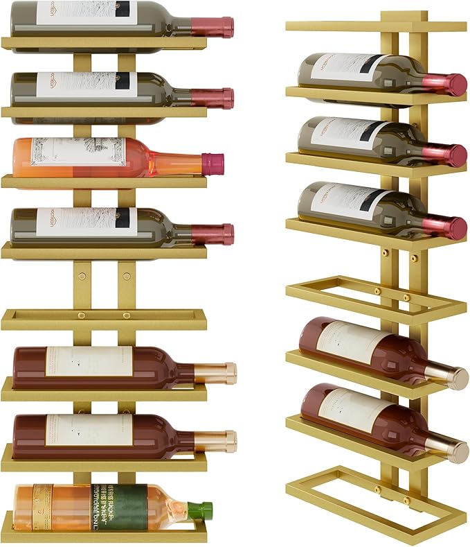 Hoctieon 8 Tier Wall Mount Wine Rack, Wall Racks for Wine Bottles Display and Storage, Hanging Bottle Organizer for Living Room, Dining Room, Wine Cellar, Bar, Quartz Green