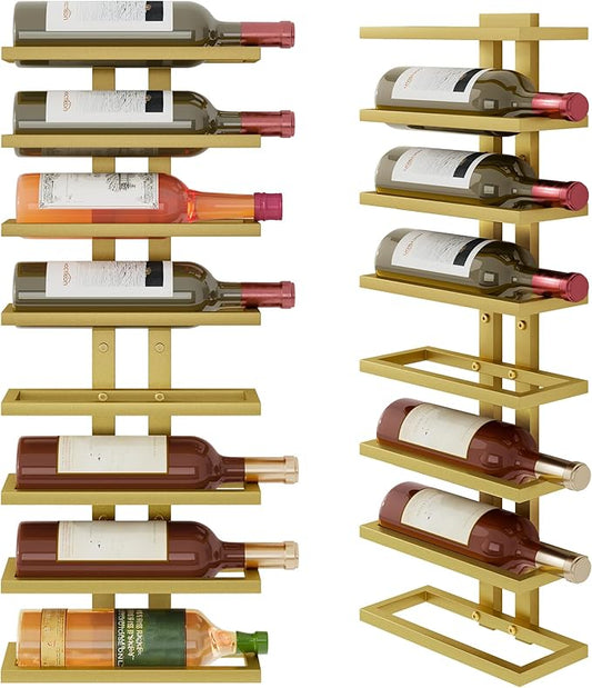 Hoctieon 8 Tier Wall Mount Wine Rack, Wall Racks for Wine Bottles Display and Storage, Hanging Bottle Organizer for Living Room, Dining Room, Wine Cellar, Bar, Quartz Green