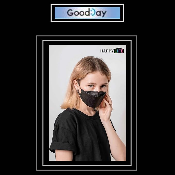 (Pack of 10) (5PCS BLACK,5PCS WHITE Combo set) [Good day] Premium 3D Disposable BLACK AND WHITE KF94 Face Mask, 4-Layer Filters, Protective Covering Dust Mask, Individual Packs, Made in Korea.