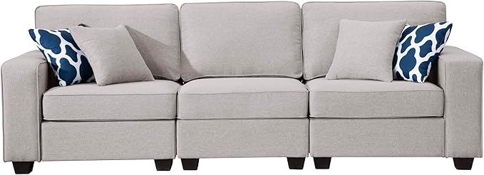 Legend Vansen Oversized Modular Sectional Sofa,U/L‑Shaped Reversible Couch with Ottoman,Deep Seat Plush Polyester Sectional for Living Room,5-Seater,Light Grey