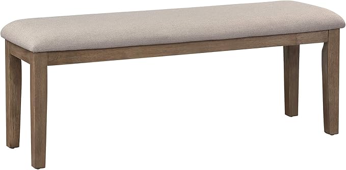 Homelegance Blair Upholstered Dining Bench, 48" W Entryway Bench, Sturdy Solid Wood Frame, Wire Brush Brown Finish, Comfortable Cushion Seat, Easy Assembly, Modern & Traditional - Brown