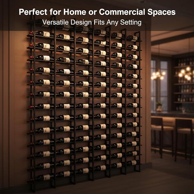 Large Wall Mount Wine Rack, 16 Tier 16 Bottle Wine Storage Organizer Display Holder, Modern Metal Wine Storage for Wine Cellars, Home Bars, Kitchens, and Dining Rooms