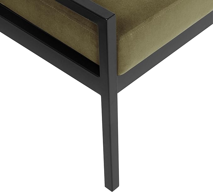 HomePop Modern Velvet Metal Bench| Modern Bench with Metal Leg | Bench for Living Room & Bedroom | Decorative Home Furniture - Light Sage Green Velvet