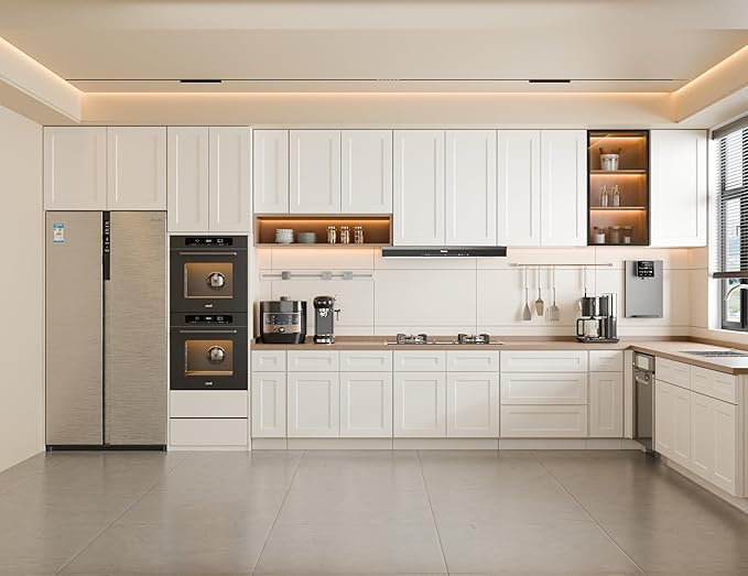 Kisart Laundry Room Cabinets Wall Mounted with Doors & Shelves, Solid Wood RTA Medicine Storage Cabinet, 36" Wx30 Hx12 D Inch White Shaker Hanging Cupboard, Space-Saving for Kitchen, Bathroom, Garage