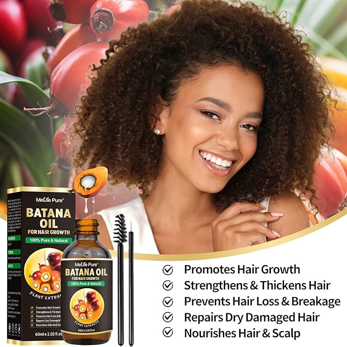 Batana Oil for Hair Growth–4Pc Set: Raw Batana Oil,Hair Mask Paste,Lash Wand & Brow Brush,Hair Growth Treatment Promotes Hair Thickness,Prevents Loss for Men Women,Deep Care for Scalp,Edges & Eyebrows