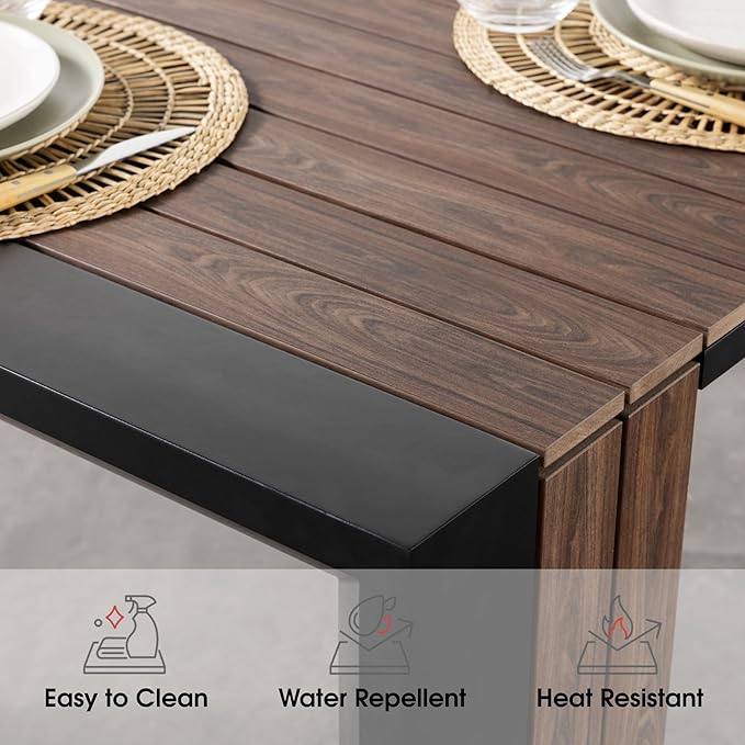 Transformer Table - Extendable Outdoor Dining Set up to 12, Expandable Patio Table, Expandable Patio Table, Weather-Resistant Wooden Outdoor Furniture, Dark Walnut, Brown (Table Only)