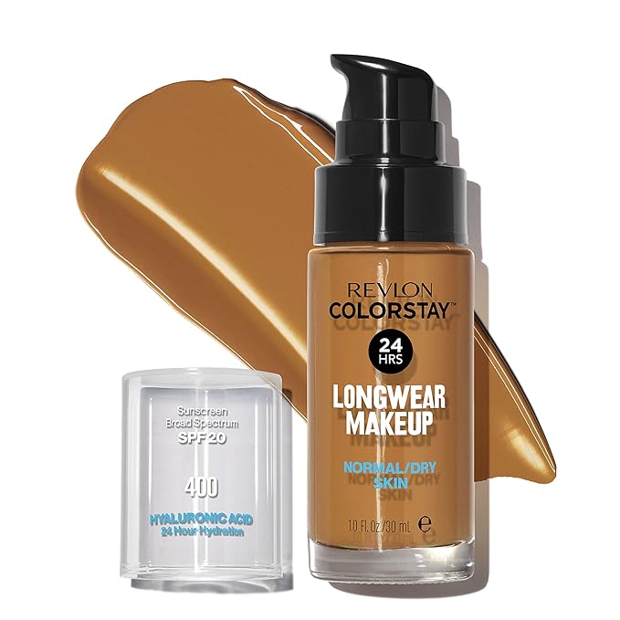 レブロン カラーステイ メイクアップ N（ノーマル・乾燥肌用）ファンデーション SPF20、長時間持続ミディアム～フルカバー、ナチュラルな仕上がり、400 キャラメル、30ml