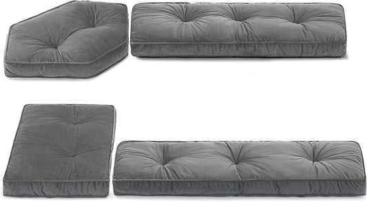 BALAPET Breakfast Nook Cushions Set 4 Piece Cushion Pad Set for Kitchen Breakfast Dining Nook,Shredded Foam Support Fits in Sets with Corner Benches, Mid Century Modern Small Dining Table Sets(Gray)