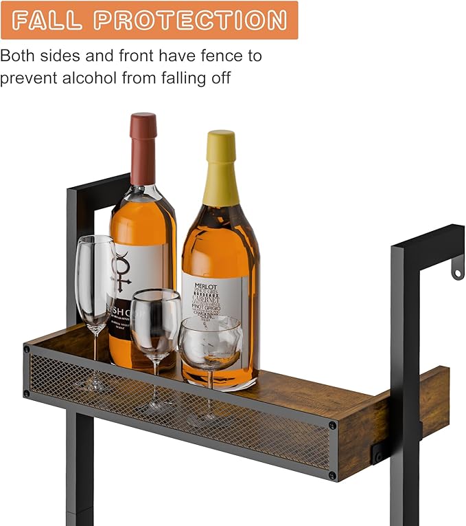 5-Tier Freestanding Wine Racks: 50 Bottles Wine Rack Shelf Wall Mounted with Fences, Wines Bottle Holder Display Shelf, Liquor Storage for Kitchen, Dining Room, Bar, Wood, 17.28''L x 7.95''W x 68.5''H