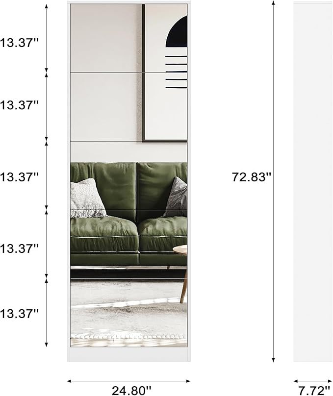 Mirror Shoe Cabinet, Hidden Shoe Storage Organizer with Flip Drawers Door, 5 Tier Free Standing Shoe Rack for Closet, Entrance