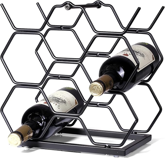 Small Wine Racks Countertop (8 Bottle Capacity),Metal Wine Bottle Holder Modern Black for Home Kitchen Bar,Tabletop Wine Rack for Cabinet, Pantry, Wine Bottle Storage