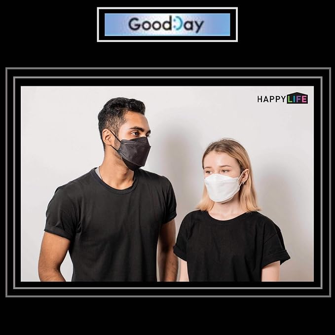 (Pack of 10) (5PCS BLACK,5PCS WHITE Combo set) [Good day] Premium 3D Disposable BLACK AND WHITE KF94 Face Mask, 4-Layer Filters, Protective Covering Dust Mask, Individual Packs, Made in Korea.