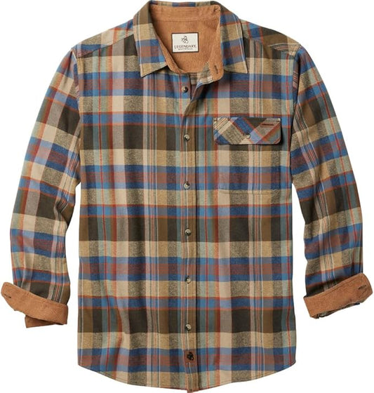 Legendary Whitetails Mens Long Sleeve Button Down 100% Cotton Flannel Shirt