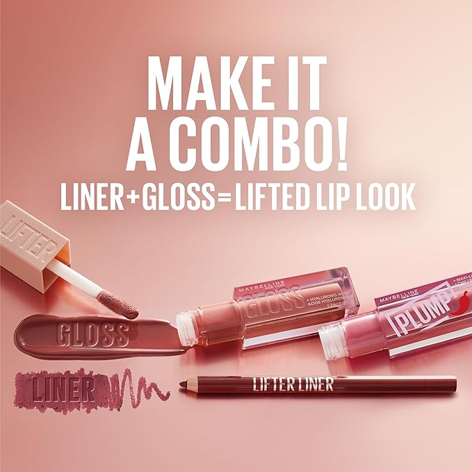 MAYBELLINE New York Lifter Gloss Hydrating Lip Gloss with Hyaluronic Acid, Peach Ring, Sheer Peach, 1 Count
