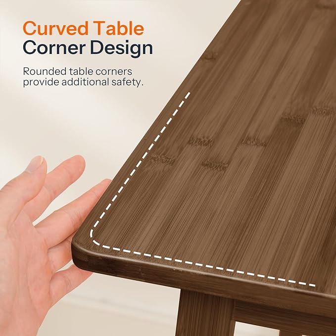 HOOBRO Bamboo Dining Table, Square Dining Table for 2, 27.6" Kitchen Table for Small Space, Writing Table, Easy to Assemble, for Dining Room, Living Room, Office, Kitchen, Apartment, Brown BR70CZ01G1